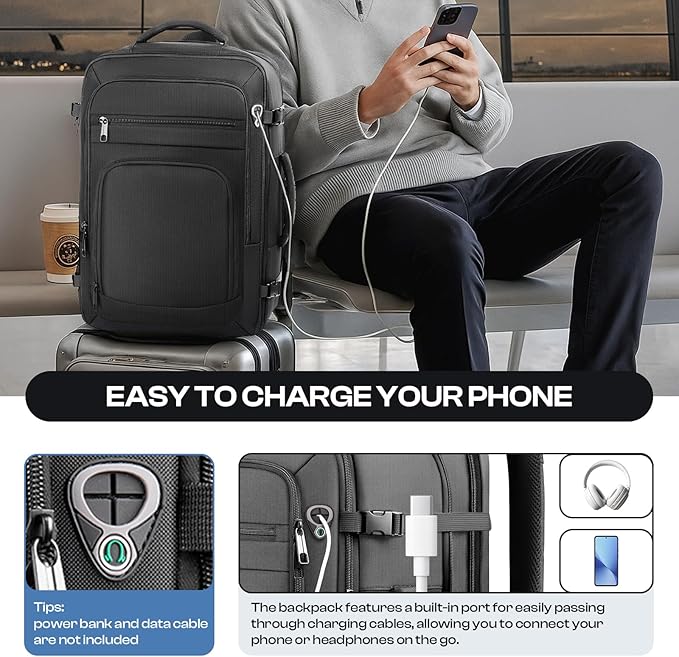 Expandable 1-7 Days Travel Backpack, TSA Approved Carry On Backpack for 18.4" Laptop, Spacious Business Backpack with Multi-Pockets for Work, Travel, College & Daily Use