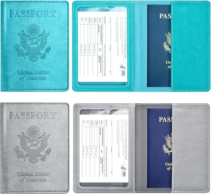 Eoehro Passport Holder for Travel Essentials-2Pack, Passport Wallet Cover Case for Travel Must Haves Accessories,Passport Book Holders for Women and Men