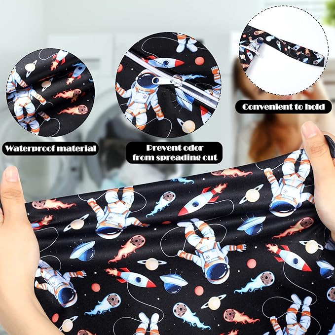 Shappy 2 Pcs Large Travel Laundry Bag Washable Waterproof Wet Dry Large Dirty Clothes Bag Bathing Workout(Astronaut)