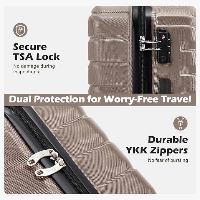 Coolife Luggage Suitcase Carry on Hardside PC+ABS Spinner TSA Lock Telescopic Handle