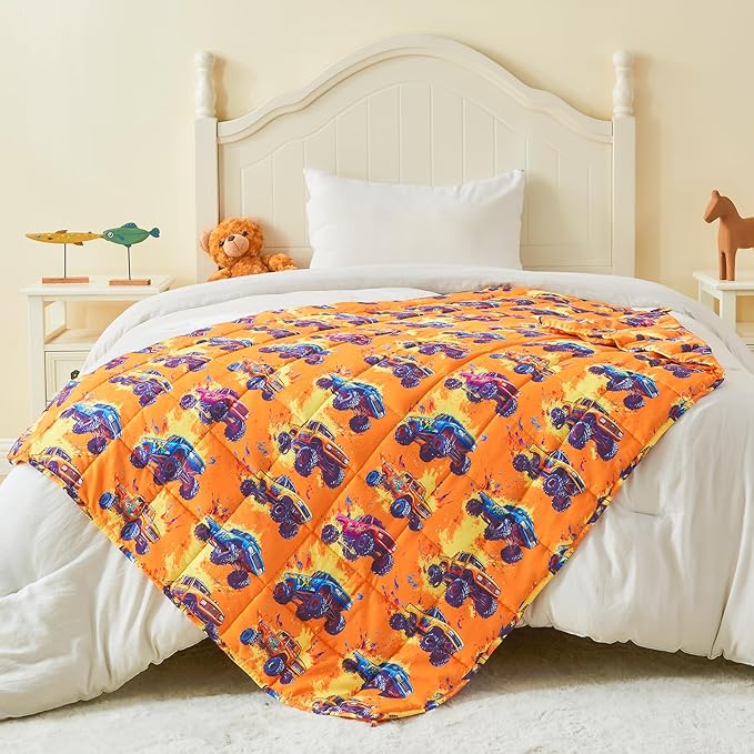 yescool Truck Car Weighted Blanket 3 Pounds Cooling Weighted Lap Blanket, Heavy Blanket for Sleeping, Breathable Weighted Throw Blanket Gifts for 20-40lbs, 36"x48"
