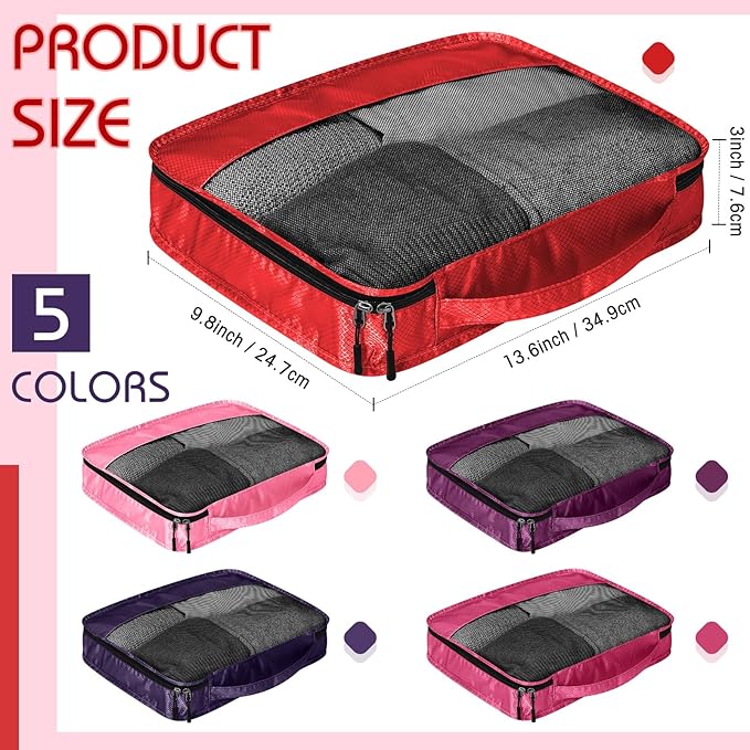 5 Pcs Packing Cubes for Suitcase Large Travel Cubes Carry on Luggage Organizer Bags for Clothes Accessories(S,Purple)