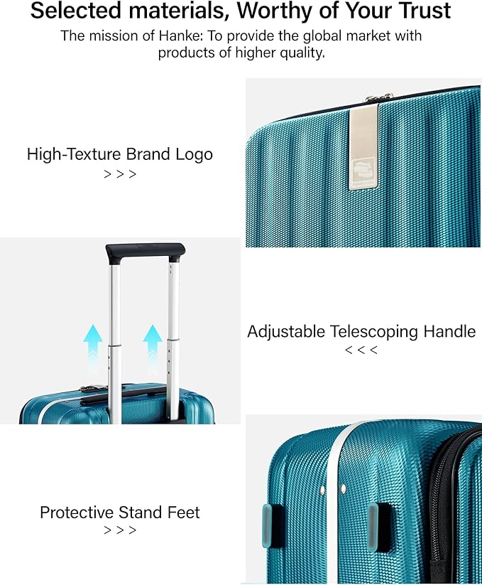 Hanke 16 Inch Small Carry On Luggage Hard Shell Top Opening Aluminum Frame Suitcase with Spinner Wheels, Underseat Front Open Luggage for Men & Women Business Travel and Short Trips, Caribbean Blue