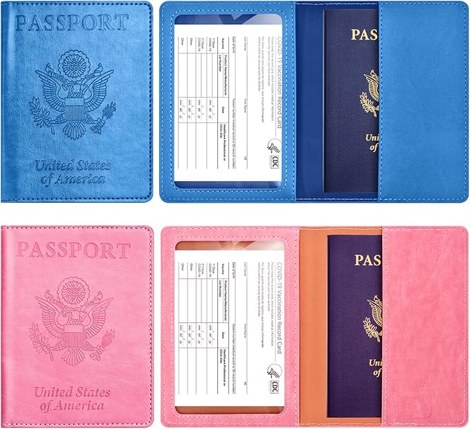 Eoehro Passport Holder for Travel Essentials-2Pack, Passport Wallet Cover Case for Travel Must Haves Accessories,Passport Book Holders for Women and Men