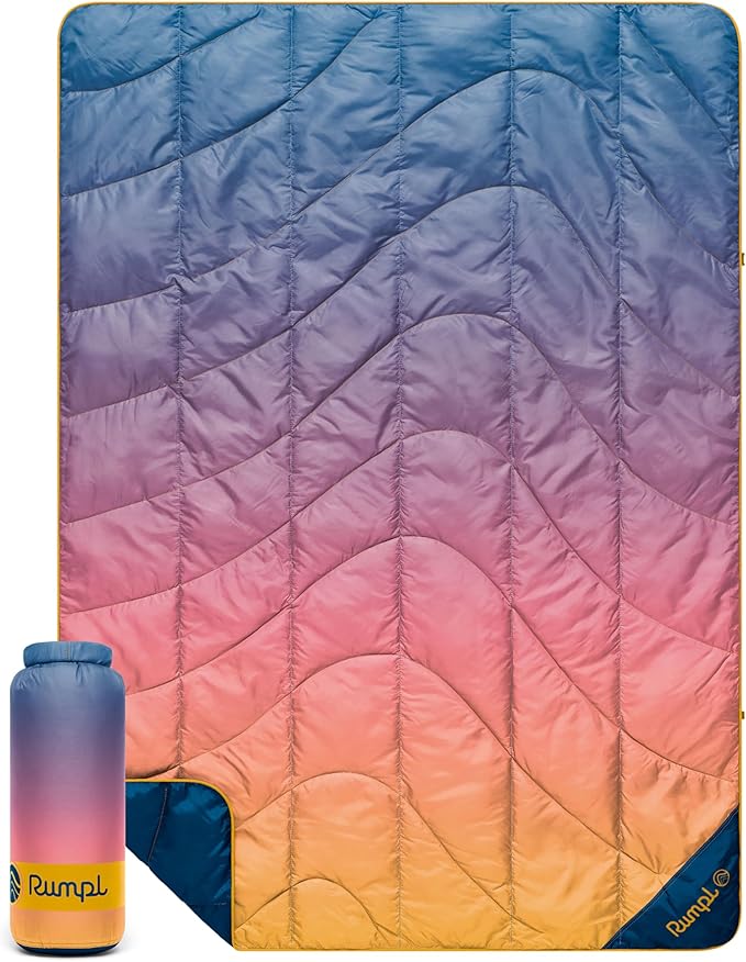 Rumpl Travel Puffy Blanket, Ultra-Packable Travel-Size Warmth and Comfort, Horizon Fade