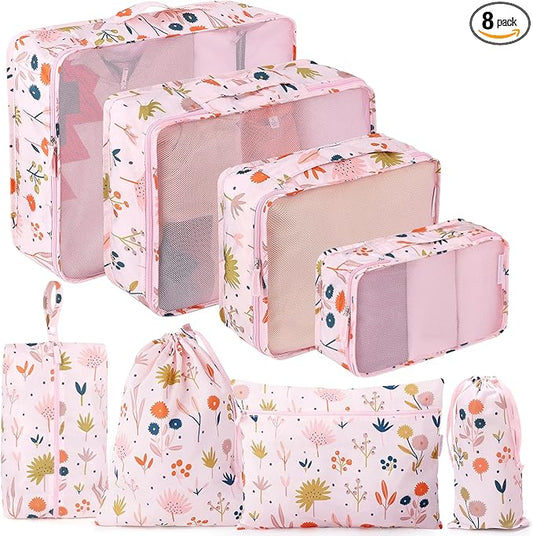 MissBoy Packing Cubes for Kids, 8 Pcs Set of Packing Cubes for Carry on Suitcase Organizer Bags, Kids Packing Cube, Waterproof Travel Essentials for Girls and Boys