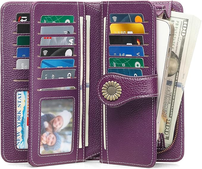 SENDEFN Wallets for Women Leather Credit Card Holder with RFID Blocking Large Capacity Wristlet | with RFID Blocking, Large Capacity, Wristlet, with RFID Blocking, Large Capacity, Wristlet