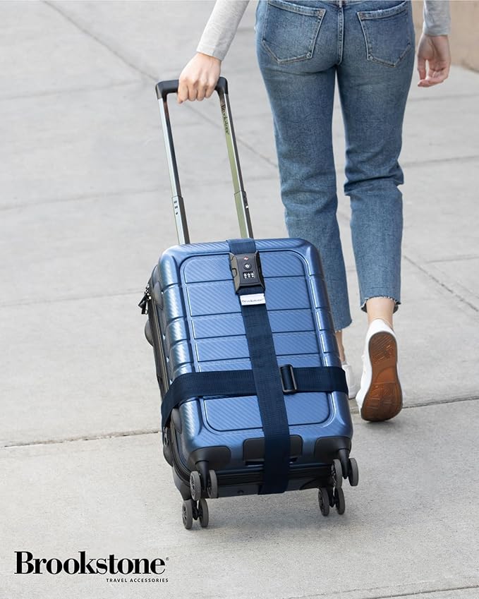 Brookstone Luggage Strap - 2-in-1 TSA-Approved Expandable Luggage Straps for Suitcases with Keyless 3-Digit Combination Lock, Size One Size, Blue