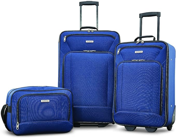 American Tourister Fieldbrook XLT Softside Upright Luggage, Navy, 3-Piece Set (BB/21/25)