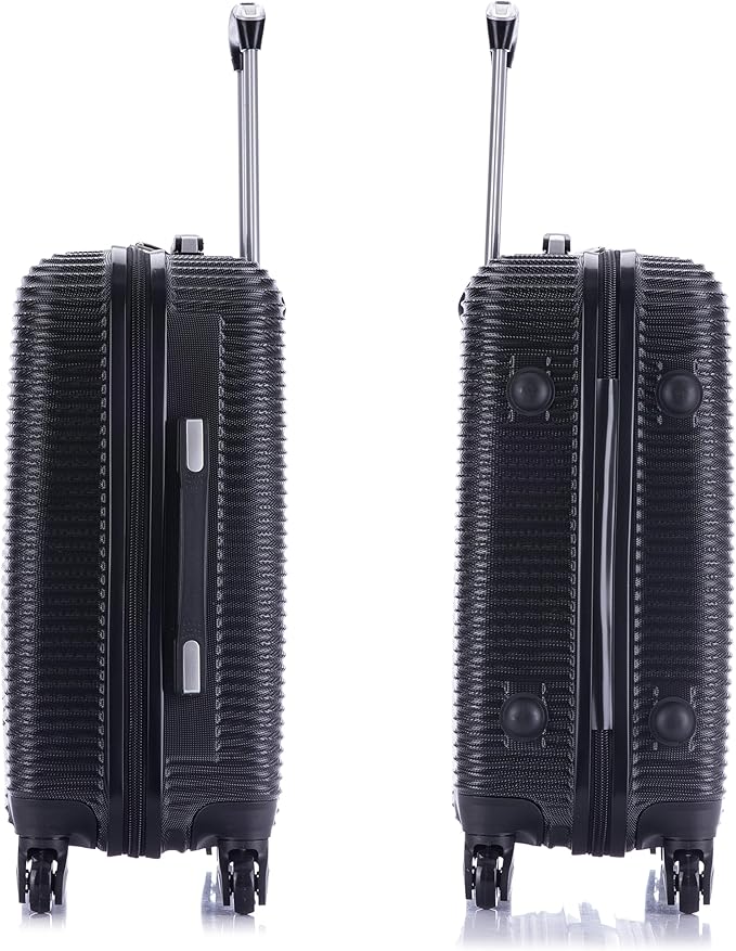 InUSA ROYAL Hardside Luggage with Ergonomic Handles | Spacious Travel Suitcase with Four Spinner Wheels and Studs | 20 Inch Hardside Carry-On Spinner Luggage | Black