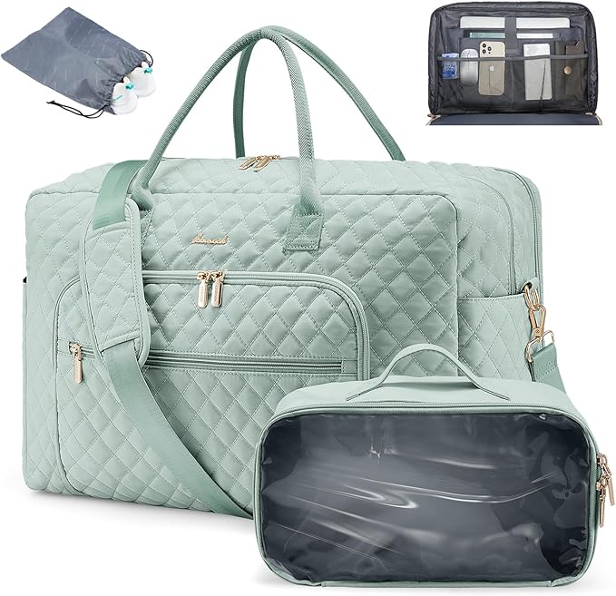 LOVEVOOK Travel Duffle Bag - Women's Weekender Carry On Overnight Laptop & Gym Bag With Toiletry/Shoe Pocket, Hospital Labor Bag