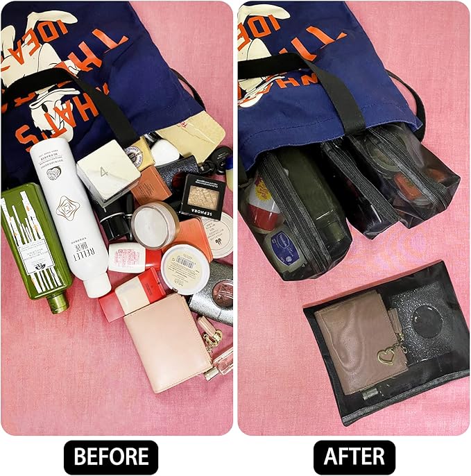 Unoutur pouch,Mesh Cosmetic Bag Portable Makeup Pouch Travel Toiletry Bag for Makeup Organizer Home Office Travel Accessories,6 Pieces Mesh Makeu