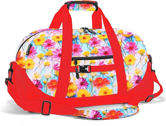 Stumdo Kids Overnighter Duffel Bags for kids, Carry-On Size & Ideal for School Practice or Overnight Travel Weekender Tote for Travel Gym Sport bag for Boys & Girls (12hong)