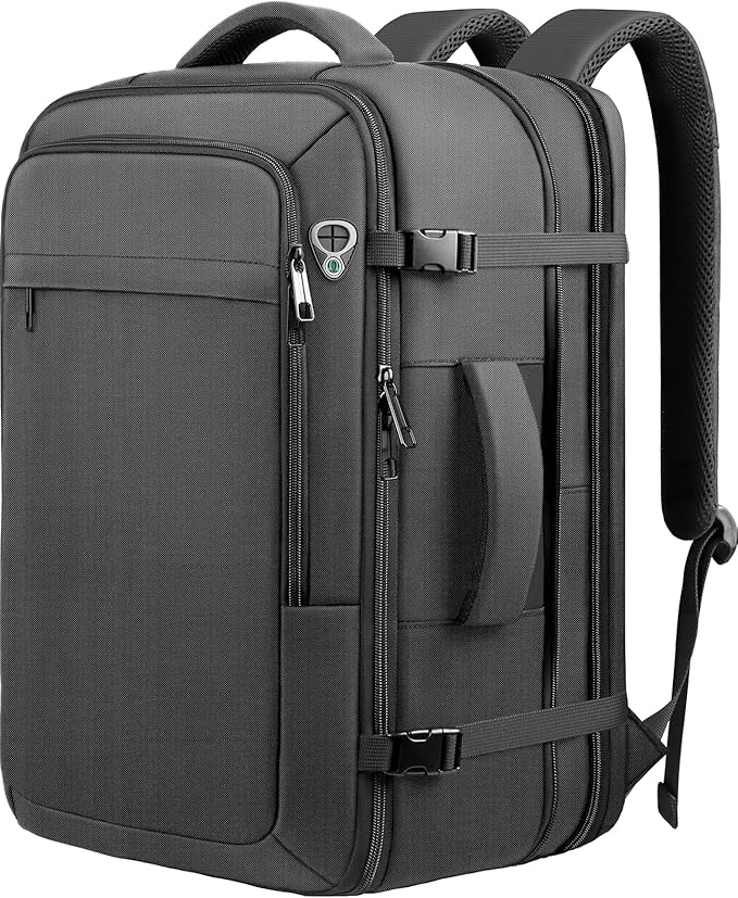 Carry on Backpack, Extra Large 55L Travel Backpack TSA Approved, Expandable Laptop Bagpack with durability, Water Resistant Bag Compatible with 18.4 inch Laptops, Black