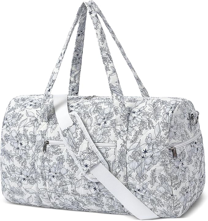 Gym Bag for Women, Cute Duffle Bag, Quilted Duffle Bag for Travel, Floral Duffle Bags, Weekend Bag with Zipper Pocket Dance Bag Organizer