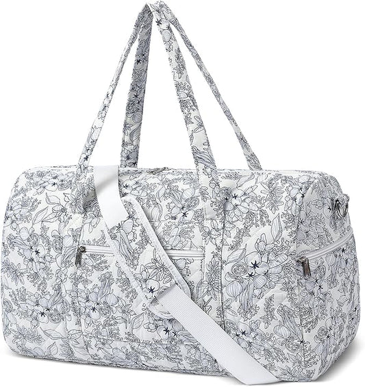Gym Bag for Women, Cute Duffle Bag, Quilted Duffle Bag for Travel, Floral Duffle Bags, Weekend Bag with Zipper Pocket Dance Bag Organizer