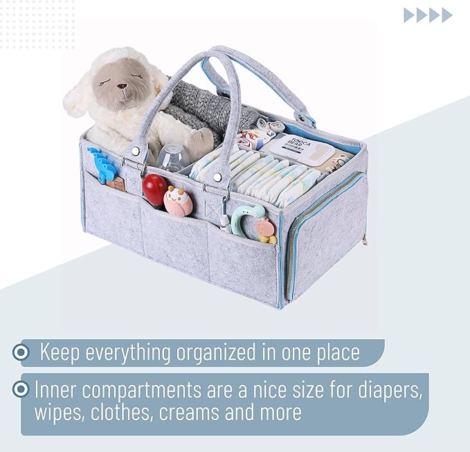 Mr. Pen- Baby Diaper Caddy Organizer, 2 Pack, Blue Inside, Large Baby Caddy Organizer with Handle, Collapsible & Portable