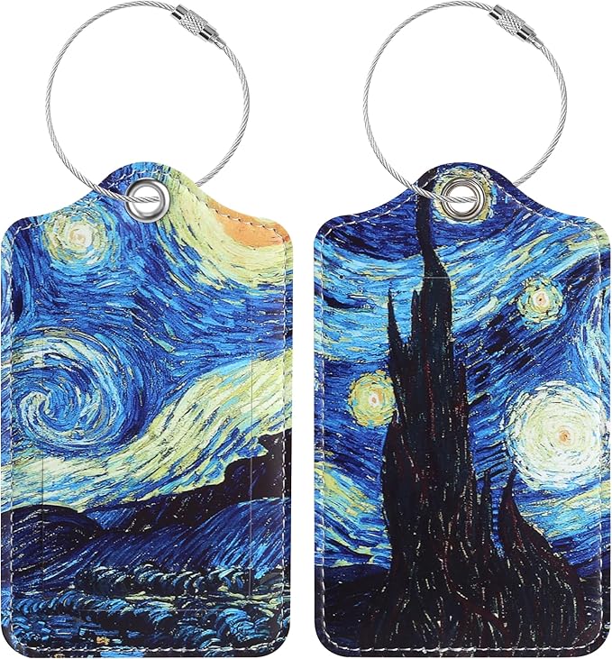Luggage Tags for Suitcases, 2 Pack Cute PU Leather Luggage Tag TSA Approved with Stainless Steel Loop and Address Card Baggage Tag for Travel&Hotel Stays&Cruise Ships&Shipping and Mailing