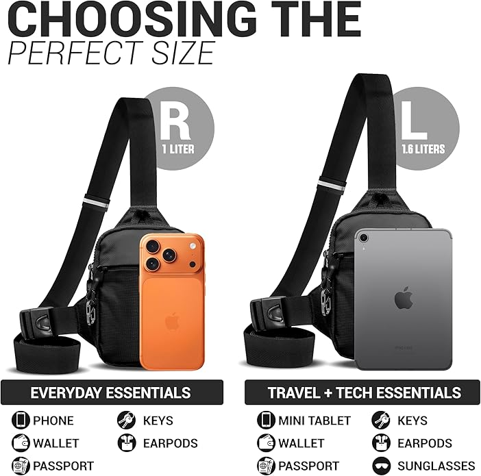 Travel Sling Bag for Men & Women - Water Resistant Crossbody Multipocket Chest Bag with Anti-Theft & RFID