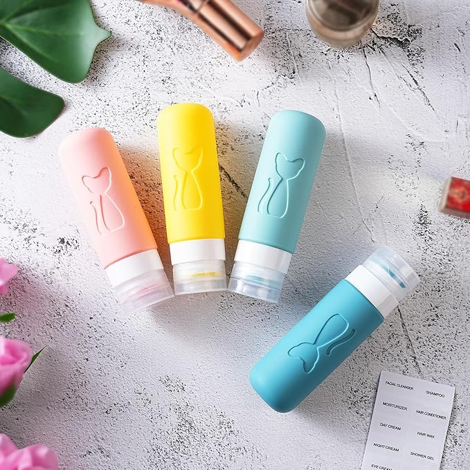 TSA Approved 3oz Leakproof Travel Bottles for Toiletries, Refillable Containers for Shampoo Conditioner Lotion Body Wash(Multicolored B)