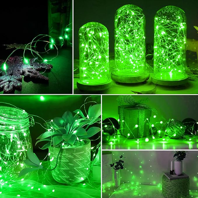 AIKEI 12 Pack LED Fairy Lights Battery Operated, String Lights Waterproof 7 Feet 20 Led Firefly Starry Lights for Wedding Party Bedroom Garden Christmas Decoration (Green, 12 Pack)