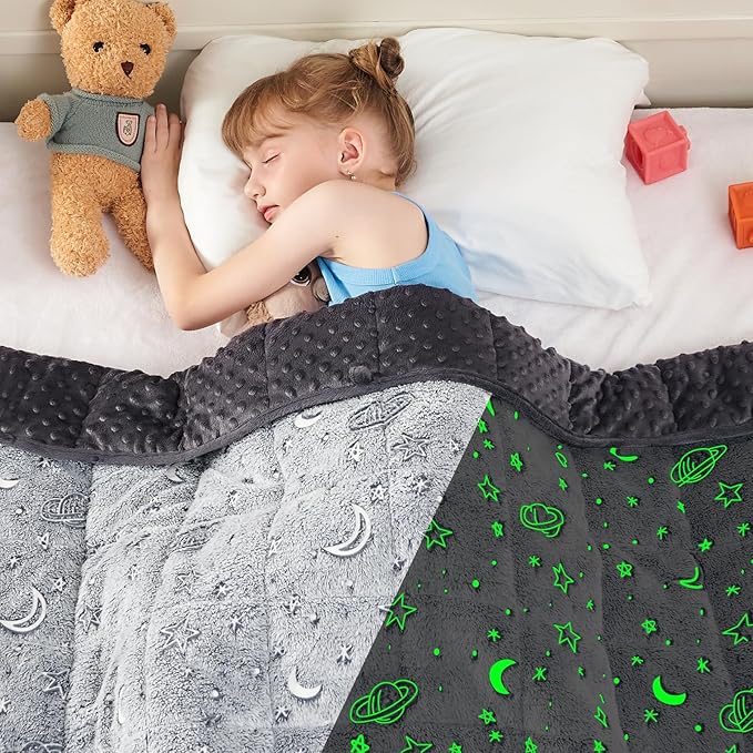 yescool Weighted Blanket 10 Pounds Weighted Lap Blanket, Glow in The Dark Star Heavy Blanket, Warm Minky Weighted Throw Blanket Gifts for 80-110lbs, 40"x60"