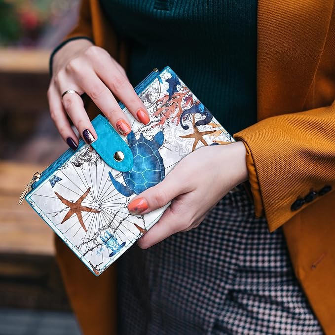 Travelambo RFID Wallet Women Large Size Bifold Multi Card Wallet Case with Zipper Pocke Credit Card Holder for Women
