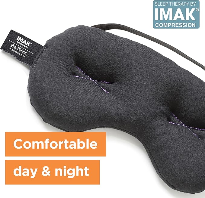 Brownmed Eye Pillow - Compression Eye Mask for Headache Support - Soothes Strain - Eases Sinus Pressure - Cooling - Universal Fit - Breathable Cotton - Washable & Reusable - Black