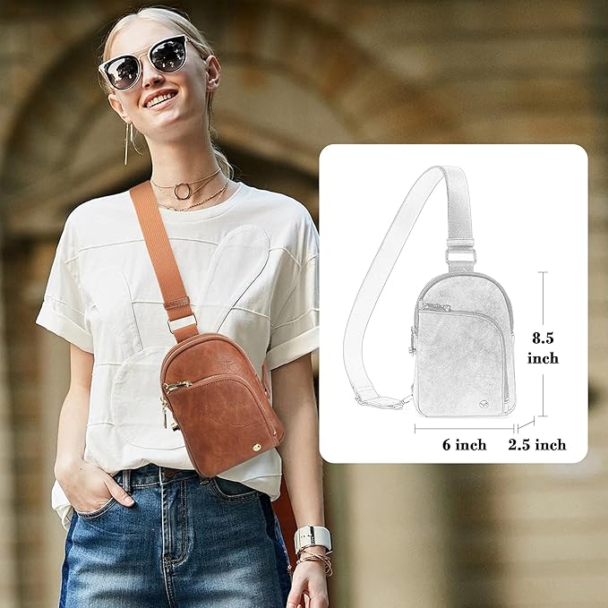 INICAT RFID Blocking Sling Bag, Anti Theft Crossbody Bag for Women, Travel Fanny Pack Style Purse, Vegan Leather