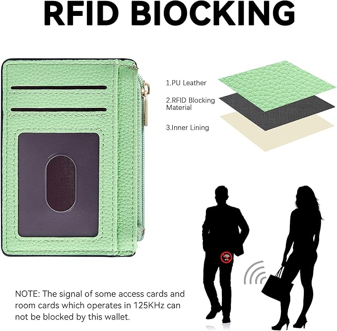 Tipmile Credit Card Holder for Women Slim Minimalist Front Pocket RFID Blocking Wallet Small Compact Card Case with ID Window, Grass Green