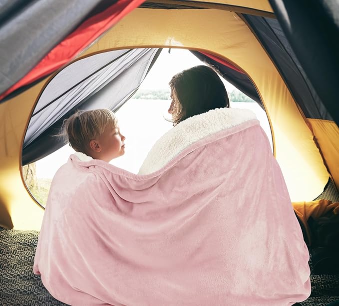 Utopia Bedding Sherpa Blanket California King Size (Pink, 102x96 Inches) - Soft Lightweight Plush Fleece Reversible Blanket for Bed, Sofa, Couch, Camping and Travel