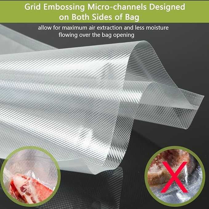Potane 8 Pack 8"x20'(8Rolls) Thickened Vacuum Sealer Bags For Food, Textures on Both Sides, Smell-Proof, Heavy Duty for POTANE, Food Saver, Weston, Sous Vide