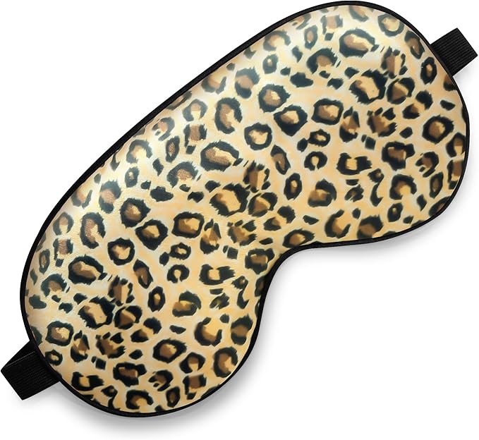 Sleep Mask, Silk Eye Mask for Sleeping with Adjustable Strap, Blindfold Eyeshade for Men & Women, Comfortable & Soft Eye Cover Eyeshade for Night Sleep (Leopard)