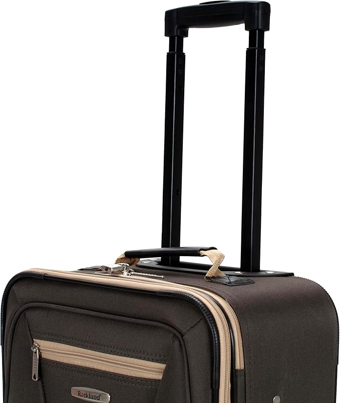 Rockland Fashion Softside Upright Luggage Set,'Expandable,Lightweight,Telescopic Handle,Wheel, Brown, 2-Piece (14/19)