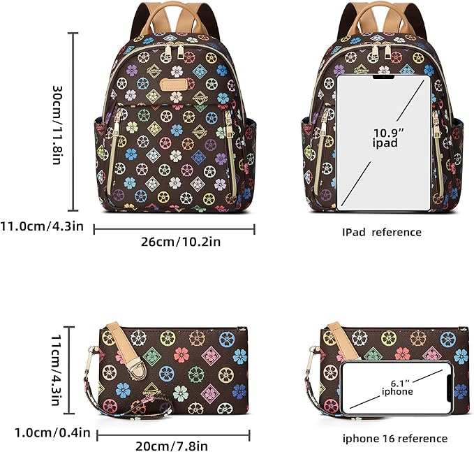 Makes Mini Backpack for Women, Stylish Daypack Purse Handbag Small Casual Daily Travel Bag, Lady Girls Gifts for Work School, 2pcs Sets