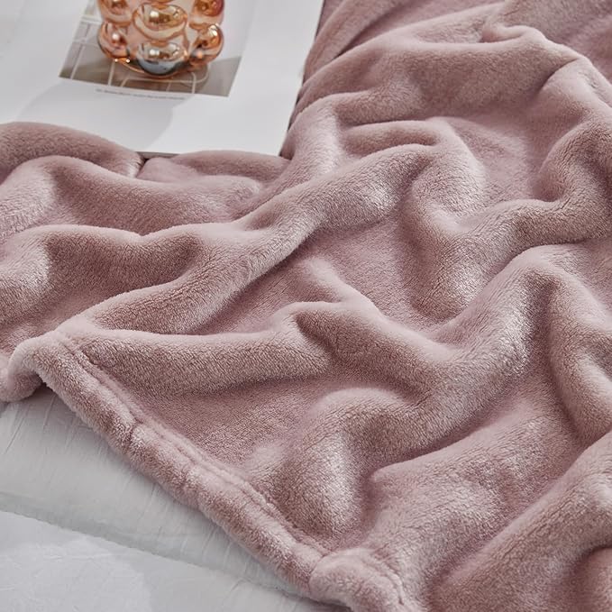 Hansleep Fleece Pink King Blanket, Super Soft Flannel Fuzzy Plush Cozy Blanket for All Seasons, Pink, King 90x108 Inches