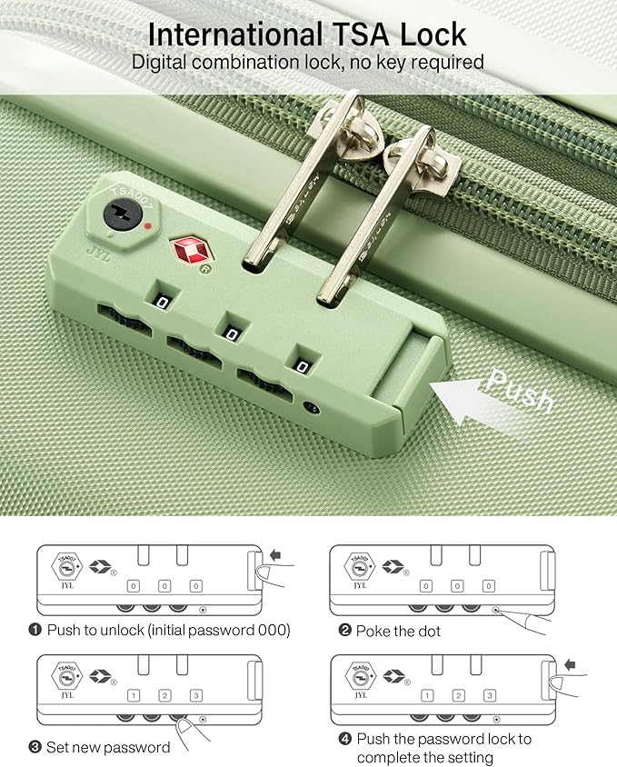 Hanke Expandable Carry On Luggage 22x14x9 Airline Approved, 20 Inch Hard Shell Suitcases with Wheels, Lightweight Travel Luggage Carry On Suitcase for Woman & Men with Tsa Lock(Bamboo Green)
