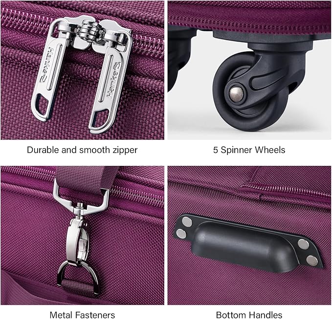 Hanke Expandable Large Suitcase 4 Wheels Lightweight Collapsible,Foldable Suitcases &Travel Bags Hand Luggage Extend 20/24/28 inch Suitcases Duffel Bag Without Telescopic Handle for Men & Women