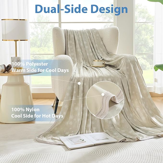OIGAE Cooling Blanket for Hot Sleepers - Soft & Lightweight Summer Cold Blanket for Night Sweats | Perfect for Bed, Couch, Sofa (Dune, Twin 60'' x 80'')