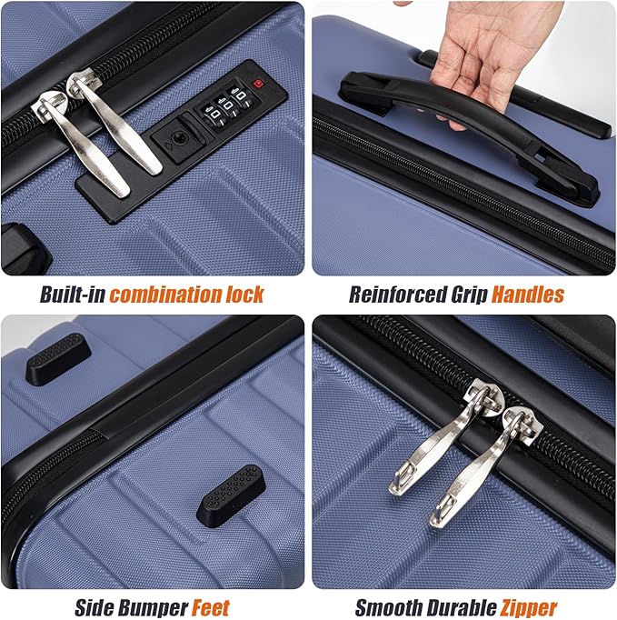 Luggage Sets 5 Piece Suitcases with Wheels, Suitcase Set ABS Hard Case Luggage with Spinner Wheels Durable Travel Luggage