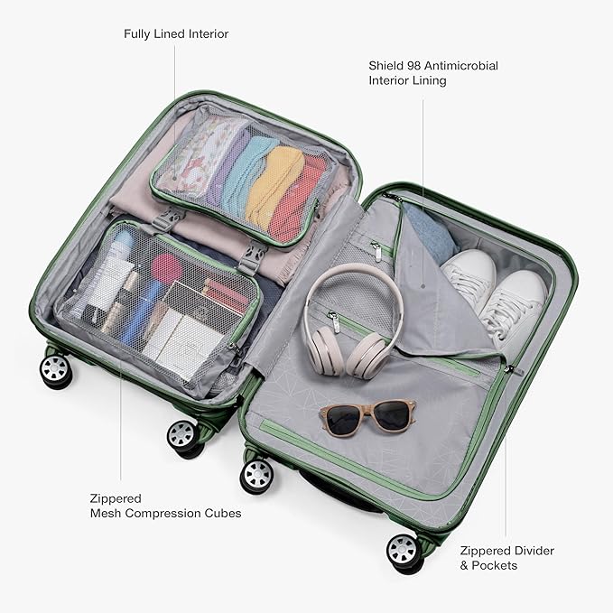 Traveler's Choice Pagosa Hardshell Expandable Luggage with Spinner Wheels, Green, 30-Inch Large