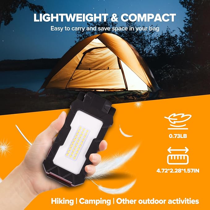 LUTEC Rechargeable Work Light, 1000 Lumens LED Magnetic Light with Magnetic Base and Hanging Hook，360°Rotate and 200°Swivel for Car Repair, Emergency and Camping-2 Pack (Red)