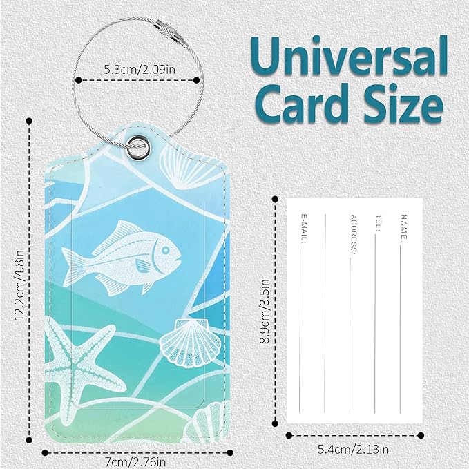 Luggage Tags for Suitcases, 2 Pack Cute PU Leather Luggage Tag TSA Approved with Stainless Steel Loop and Address Card Baggage Tag for Travel&Hotel Stays&Cruise Ships&Shipping and Mailing