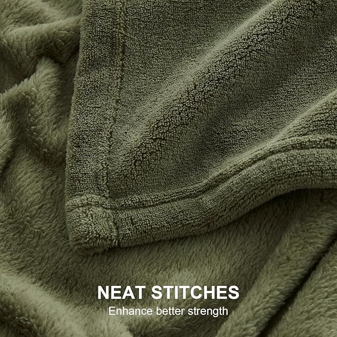 Hansleep Fleece Moss Green Throw XL Blanket, Super Soft Flannel Fuzzy Plush Cozy Blanket for All Seasons, Moss Green, Throw XL 50x70 Inches