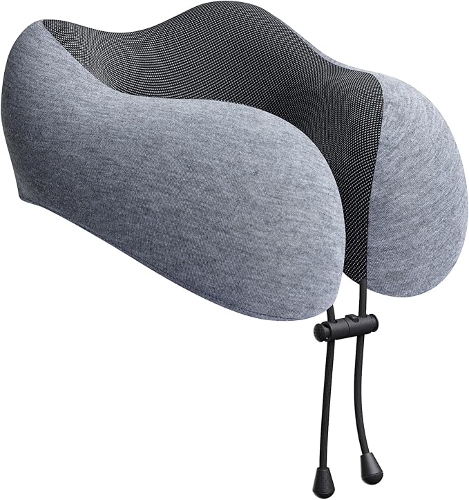 Travel Pillow for Airplane Memory Foam Neck Pillow, Soft & Support Travel Pillow for Travelling, Sleeping Rest, Car, Train and Home Use (Dark Grey)