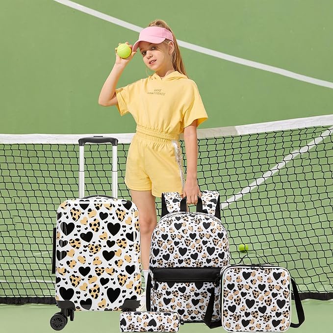Kids Caary on Luggage Sets for Girls Women with Wheels Hardshell Suitcases with Travel Neck Pillow Suitcase Set for Airplane