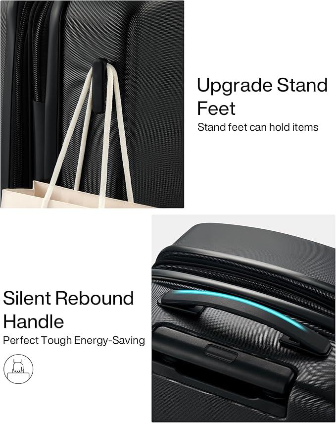 Hanke Expandable Hard Shell Luggage Sets 3 Pieces, 20/24 / 28 Inch Luggage Sets with Spinner Wheels, Durable PC Hardside Rolling Suitcase with TSA Lock for Travel (20/24/28 Inch, Jet Black)