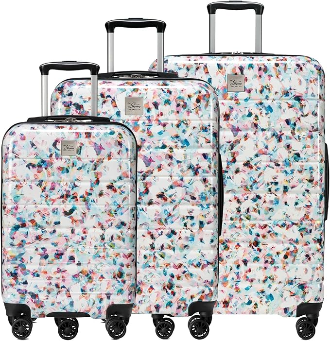 Skyway Epic 2.0 Hardside Lightweight and Durable ABS Shell Luggage, Spacious with 8-Wheel Spinners, Comfort Grip with Telescoping Handle, Men and Women, Confetti, 3-Piece Set (20,24, 28)
