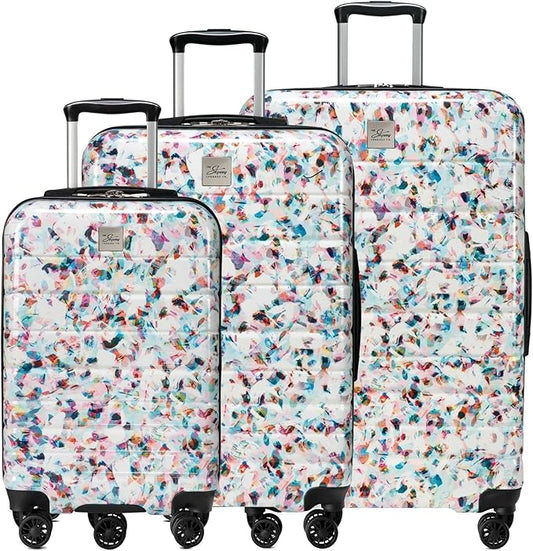 Skyway Epic 2.0 Hardside Lightweight and Durable ABS Shell Luggage, Spacious with 8-Wheel Spinners, Comfort Grip with Telescoping Handle, Men and Women, Confetti, 3-Piece Set (20,24, 28)