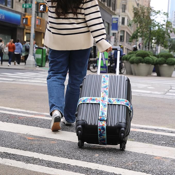 Disney Stitch Luggage Strap 2-Piece Set Officially Licensed, Adjustable Luggage Straps from 30'' to 72''